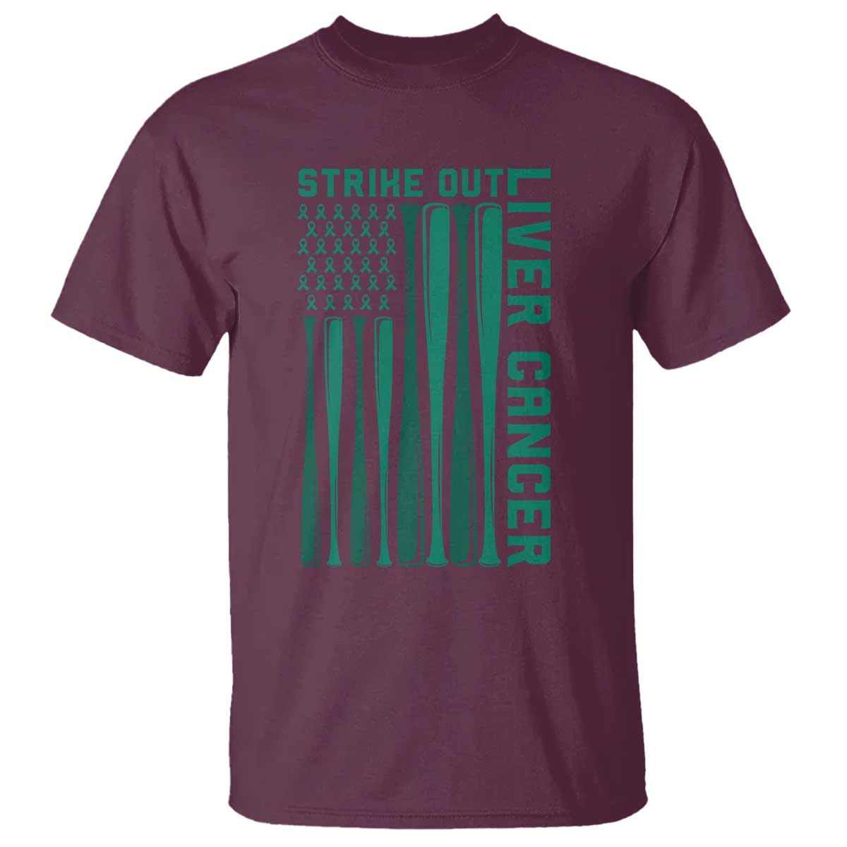 Strike Out Liver Cancer Baseball T Shirt American Flag Support Gift
