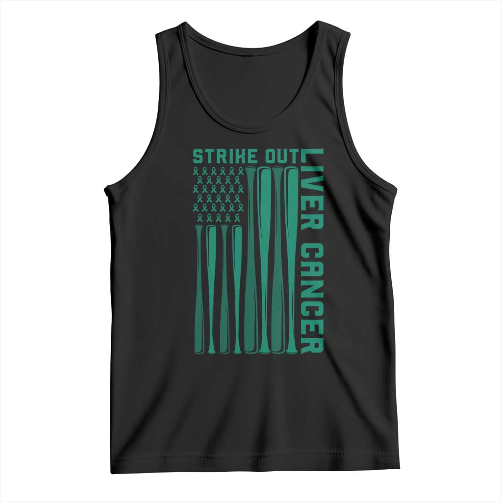 Strike Out Liver Cancer Baseball Tank Top American Flag Support Gift