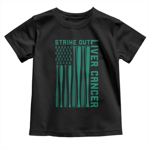 Strike Out Liver Cancer Baseball Toddler T Shirt American Flag Support Gift