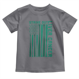 Strike Out Liver Cancer Baseball Toddler T Shirt American Flag Support Gift