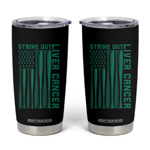 Strike Out Liver Cancer Baseball Tumbler Cup American Flag Support Gift