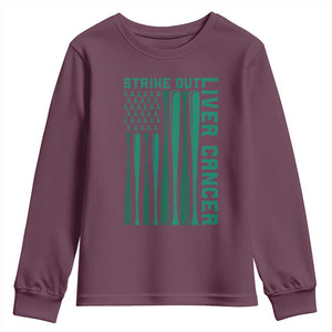 Strike Out Liver Cancer Baseball Youth Sweatshirt American Flag Support Gift