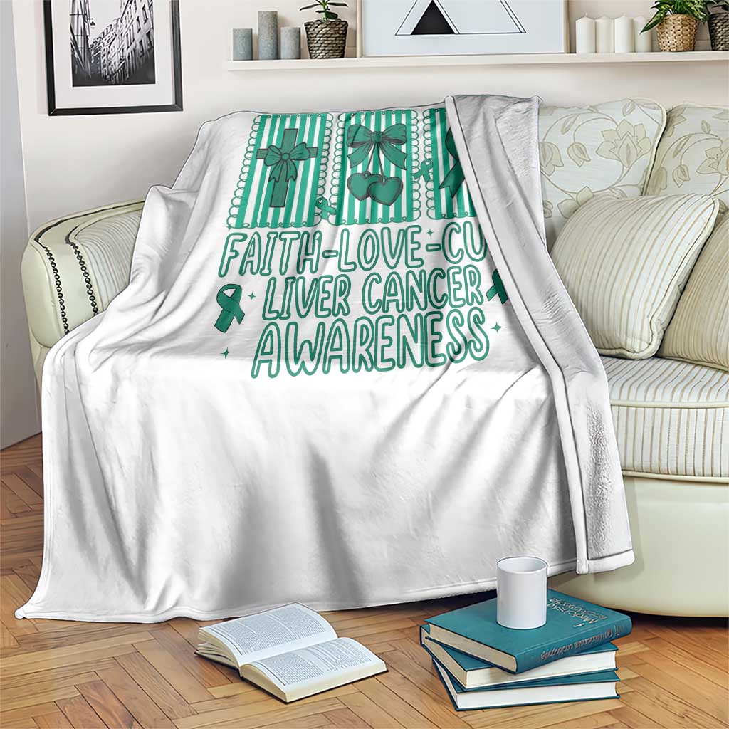Faith Love And Cure Liver Cancer Awareness Throw Blanket Hope Survivor Support