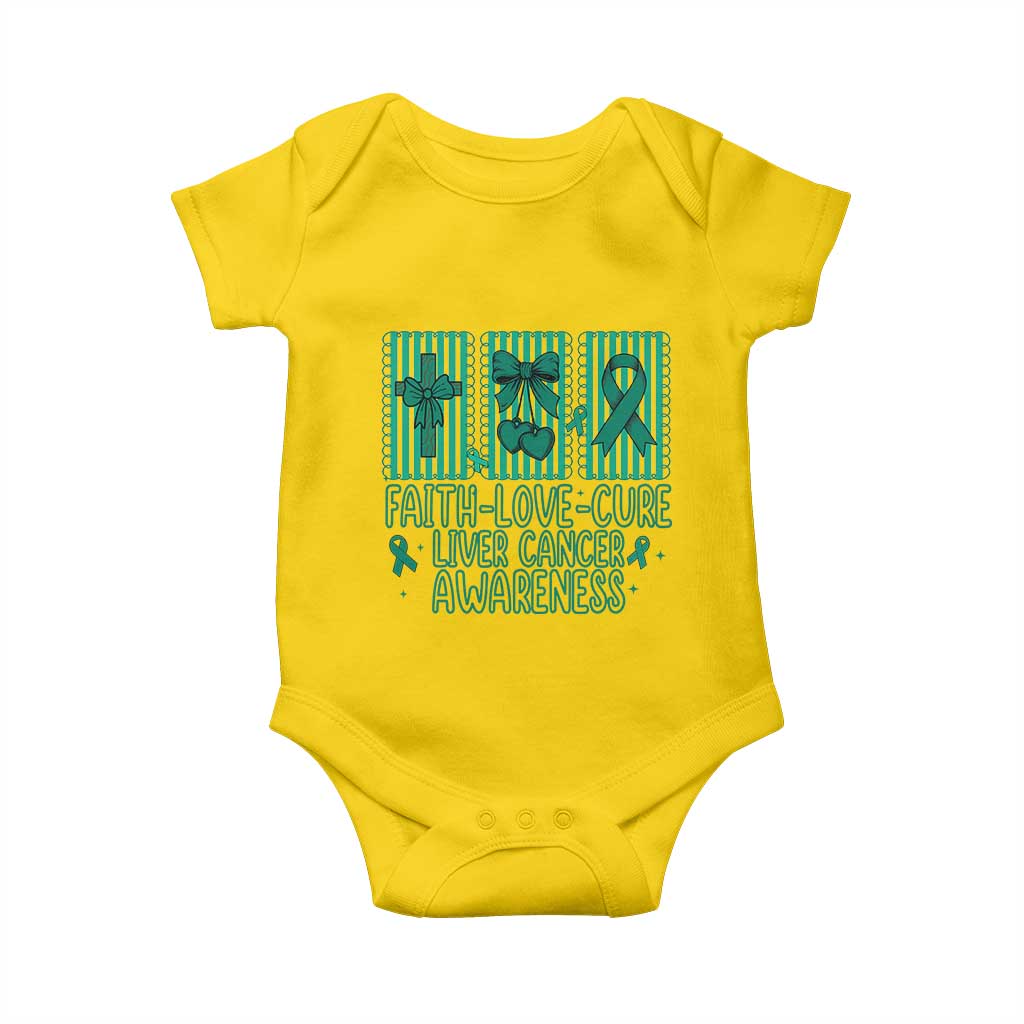Faith Love And Cure Liver Cancer Awareness Baby Onesie Hope Survivor Support
