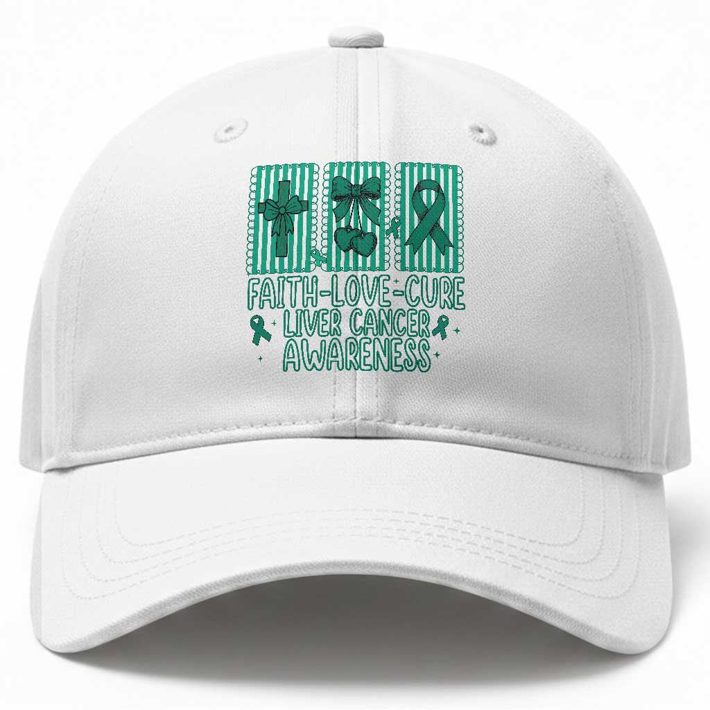 Faith Love And Cure Liver Cancer Awareness Baseball Cap Hope Survivor Support