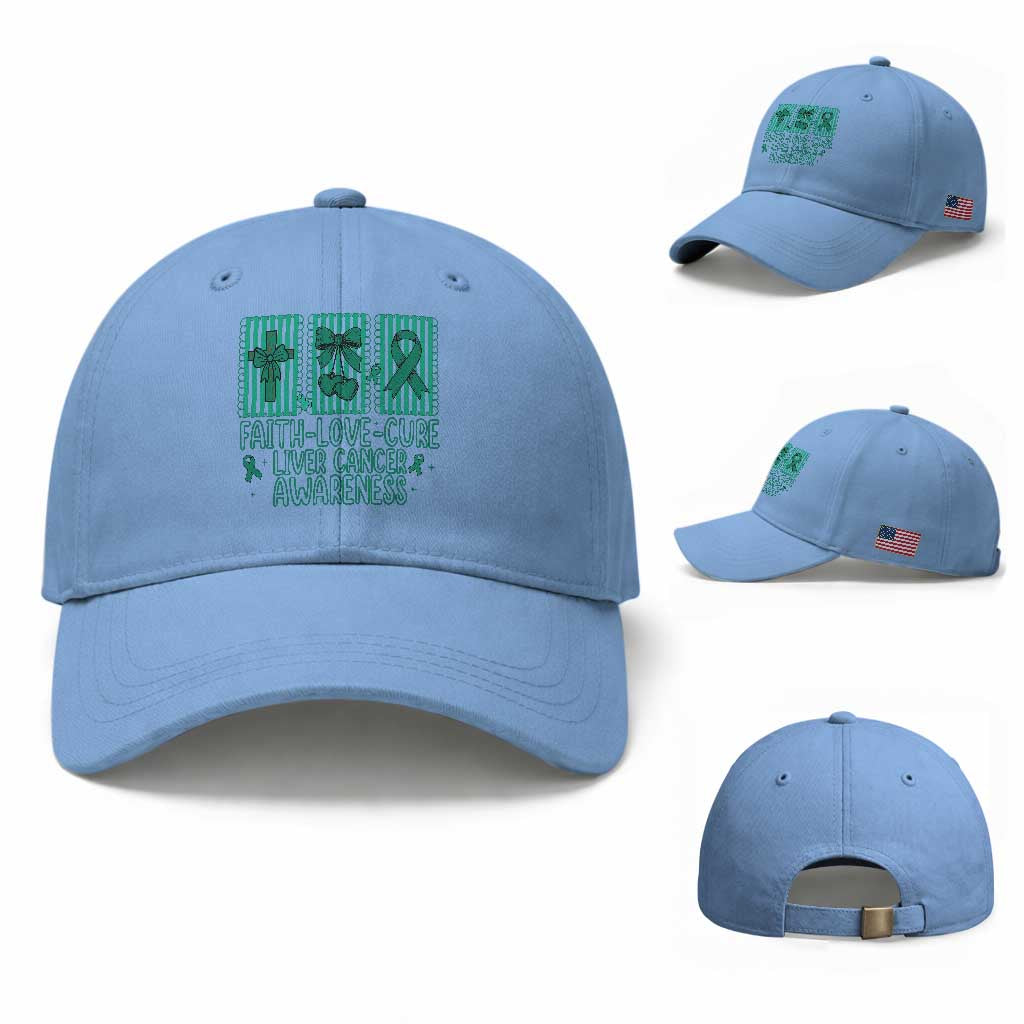 Faith Love And Cure Liver Cancer Awareness Baseball Cap Hope Survivor Support