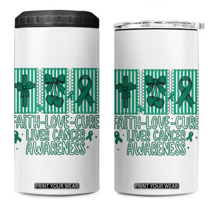 Faith Love And Cure Liver Cancer Awareness 4 in 1 Can Cooler Tumbler Hope Survivor Support