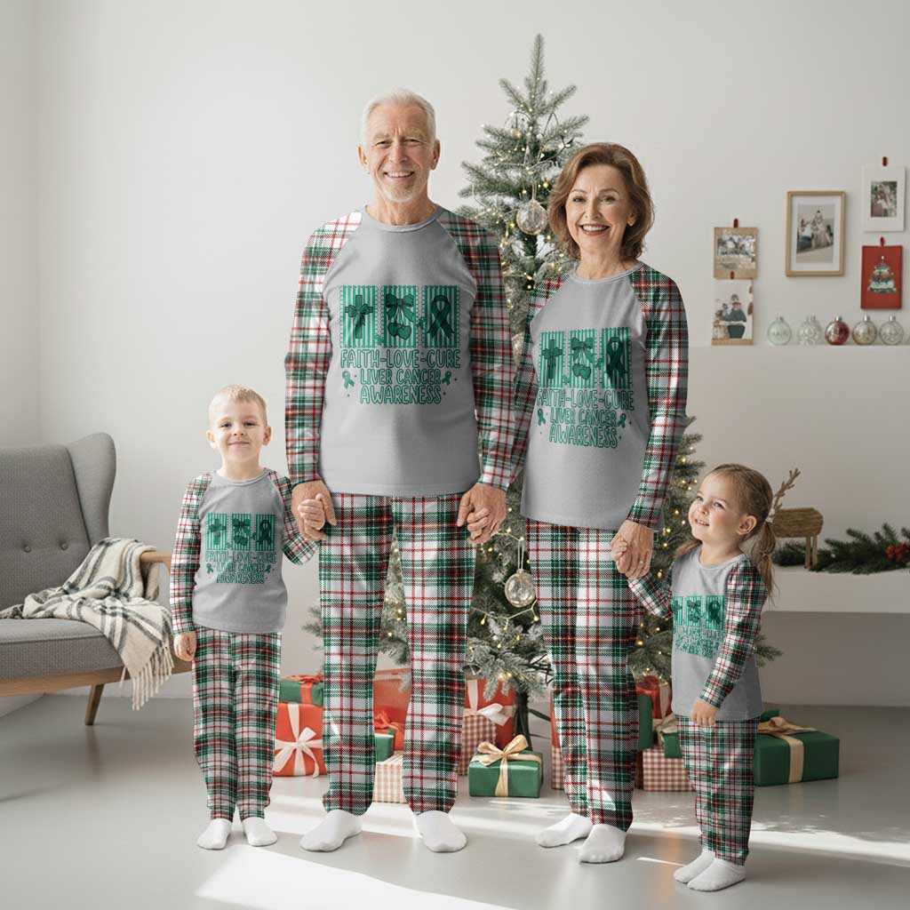 Faith Love And Cure Liver Cancer Awareness Plaid Pajama Set Hope Survivor Support