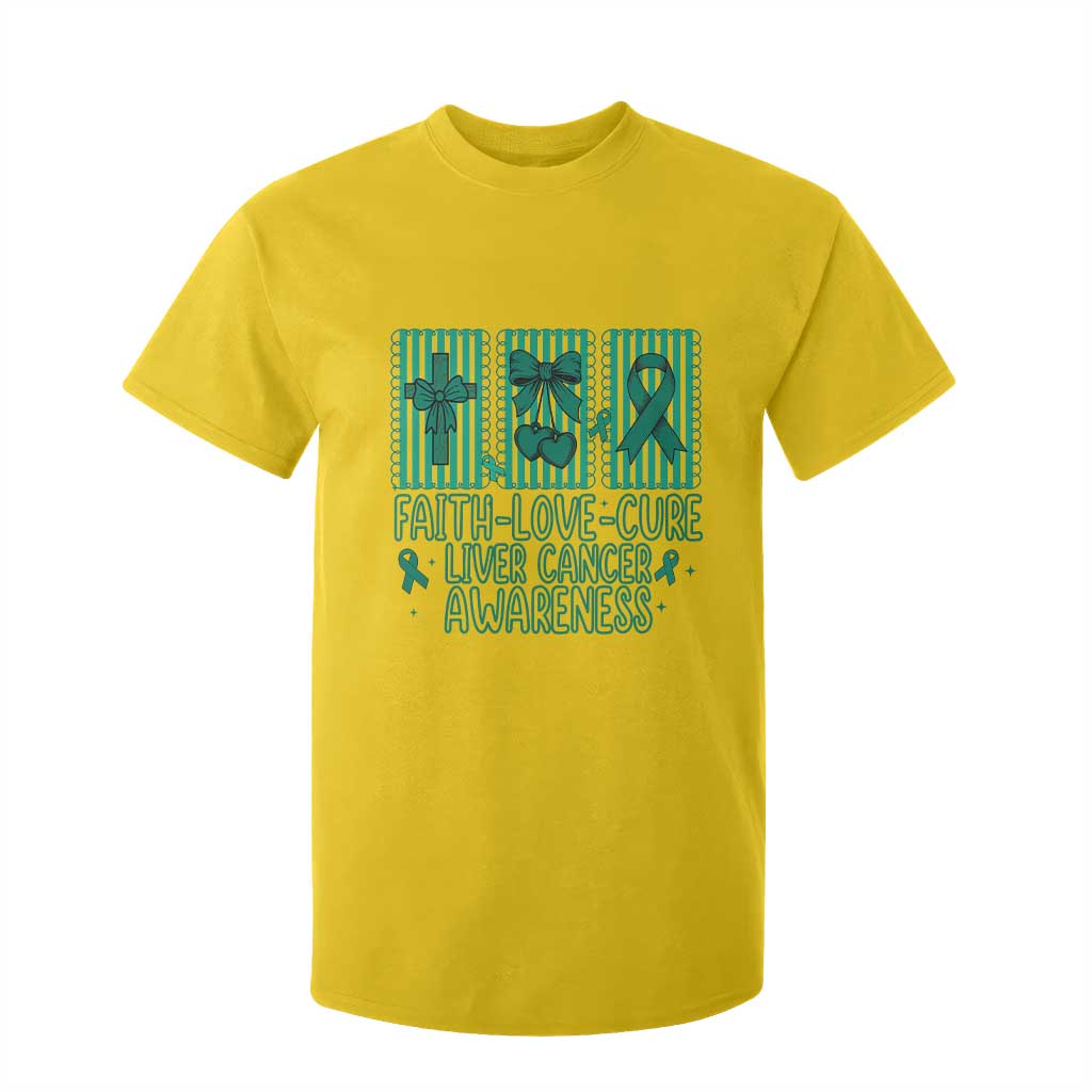 Faith Love And Cure Liver Cancer Awareness T Shirt For Kid Hope Survivor Support