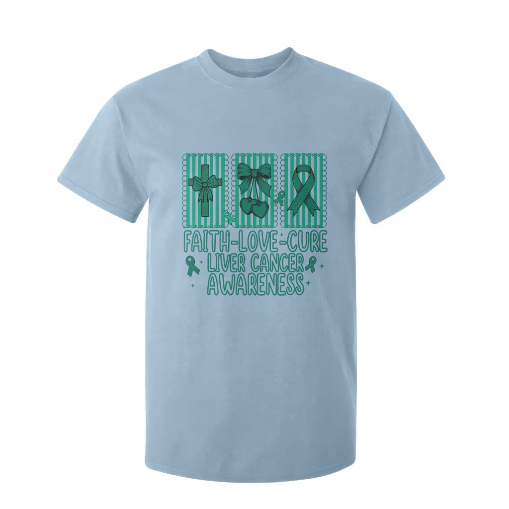 Faith Love And Cure Liver Cancer Awareness T Shirt For Kid Hope Survivor Support