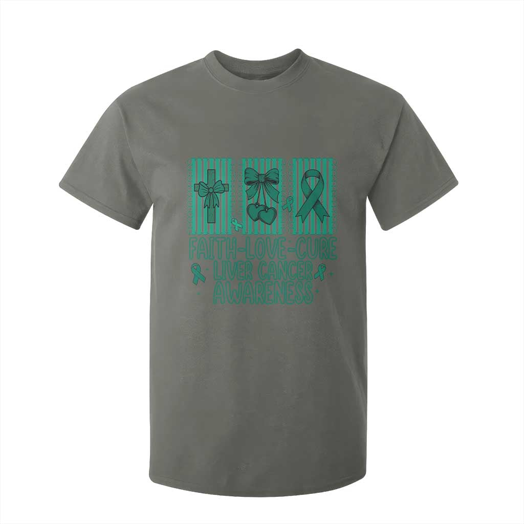 Faith Love And Cure Liver Cancer Awareness T Shirt For Kid Hope Survivor Support