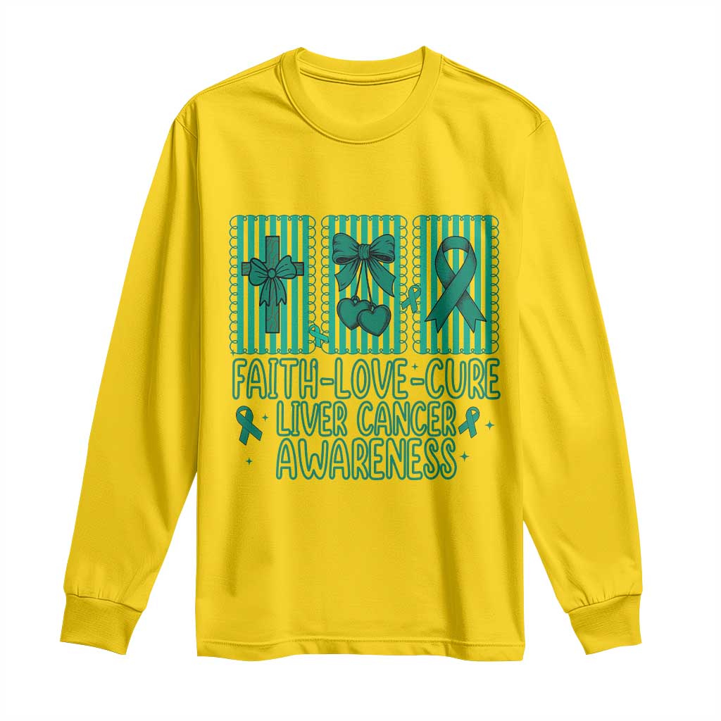 Faith Love And Cure Liver Cancer Awareness Long Sleeve Shirt Hope Survivor Support