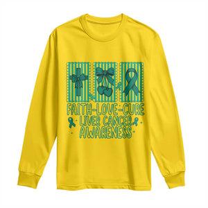 Faith Love And Cure Liver Cancer Awareness Long Sleeve Shirt Hope Survivor Support