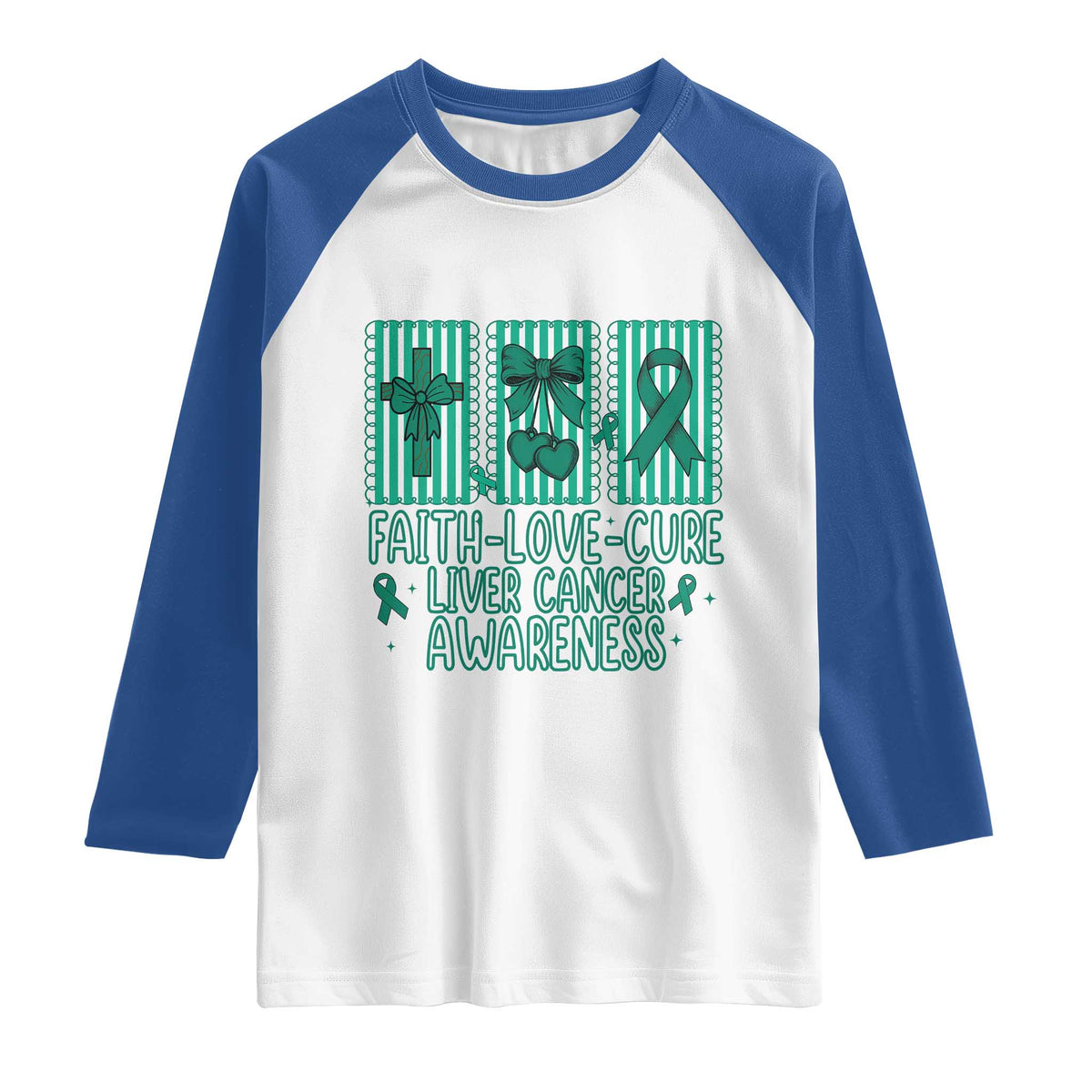 Faith Love And Cure Liver Cancer Awareness Raglan Shirt Hope Survivor Support
