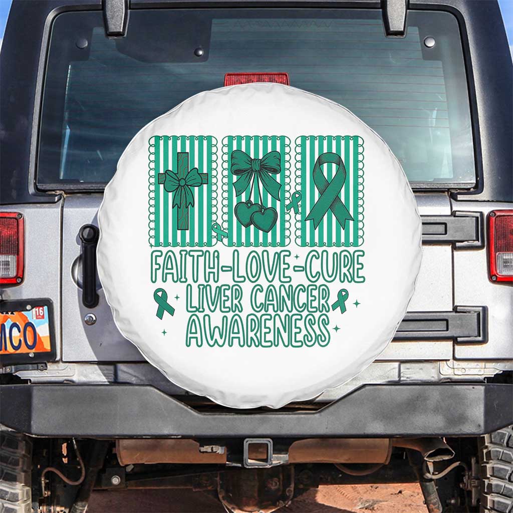 Faith Love And Cure Liver Cancer Awareness Spare Tire Cover Hope Survivor Support