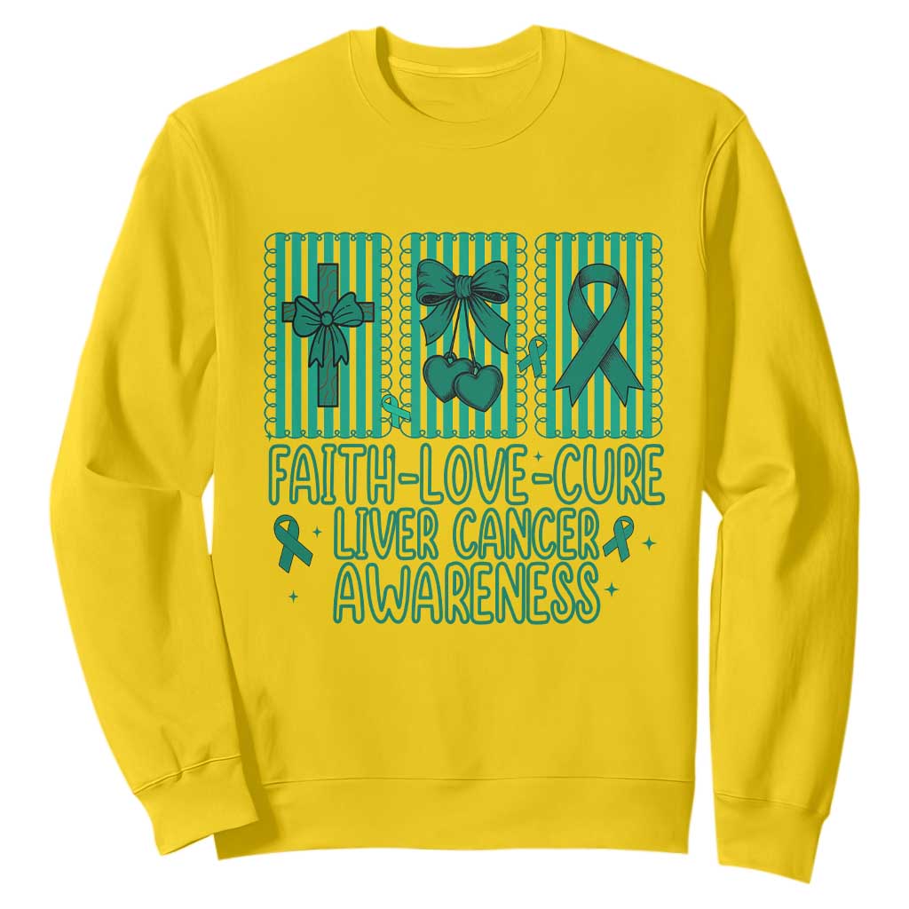 Faith Love And Cure Liver Cancer Awareness Sweatshirt Hope Survivor Support
