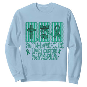 Faith Love And Cure Liver Cancer Awareness Sweatshirt Hope Survivor Support