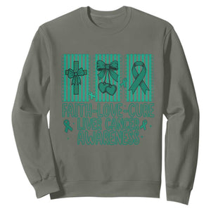 Faith Love And Cure Liver Cancer Awareness Sweatshirt Hope Survivor Support