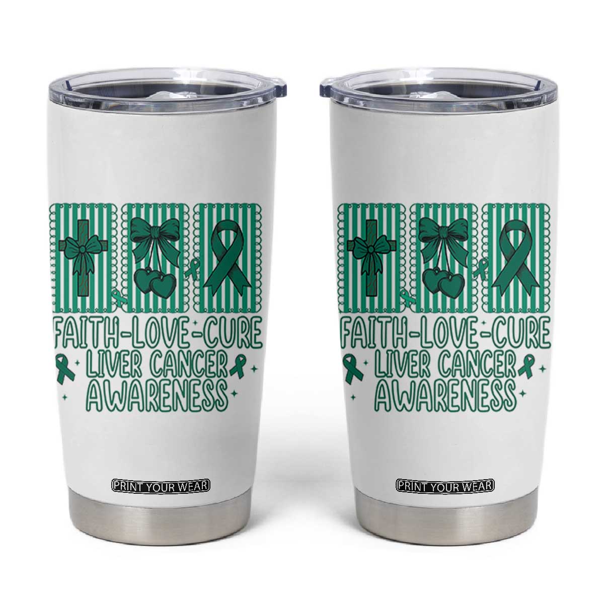 Faith Love And Cure Liver Cancer Awareness Tumbler Cup Hope Survivor Support