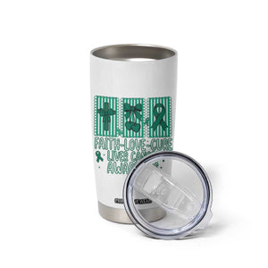 Faith Love And Cure Liver Cancer Awareness Tumbler Cup Hope Survivor Support