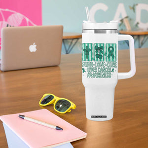 Faith Love And Cure Liver Cancer Awareness Tumbler With Handle Hope Survivor Support