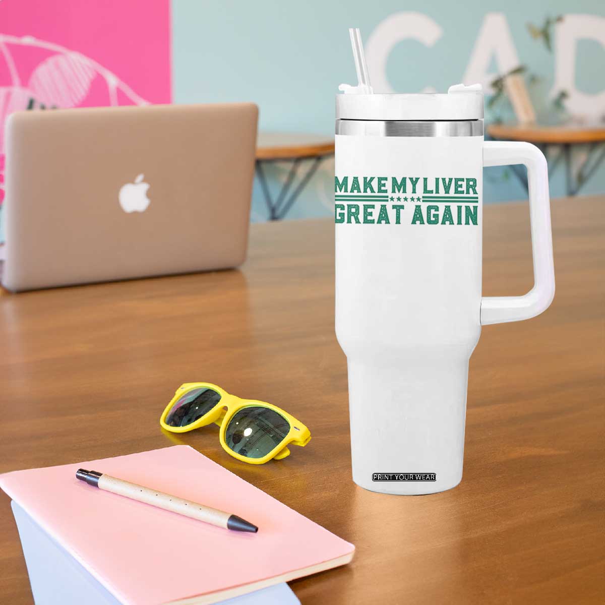 Make My Liver Great Again Tumbler With Handle Liver Cancer Support Gift