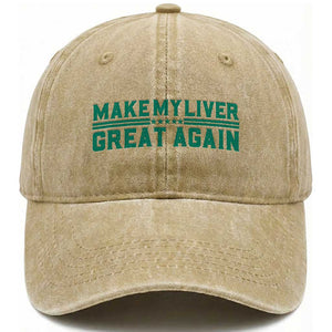 Make My Liver Great Again Washed Cotton Baseball Cap Liver Cancer Support Gift