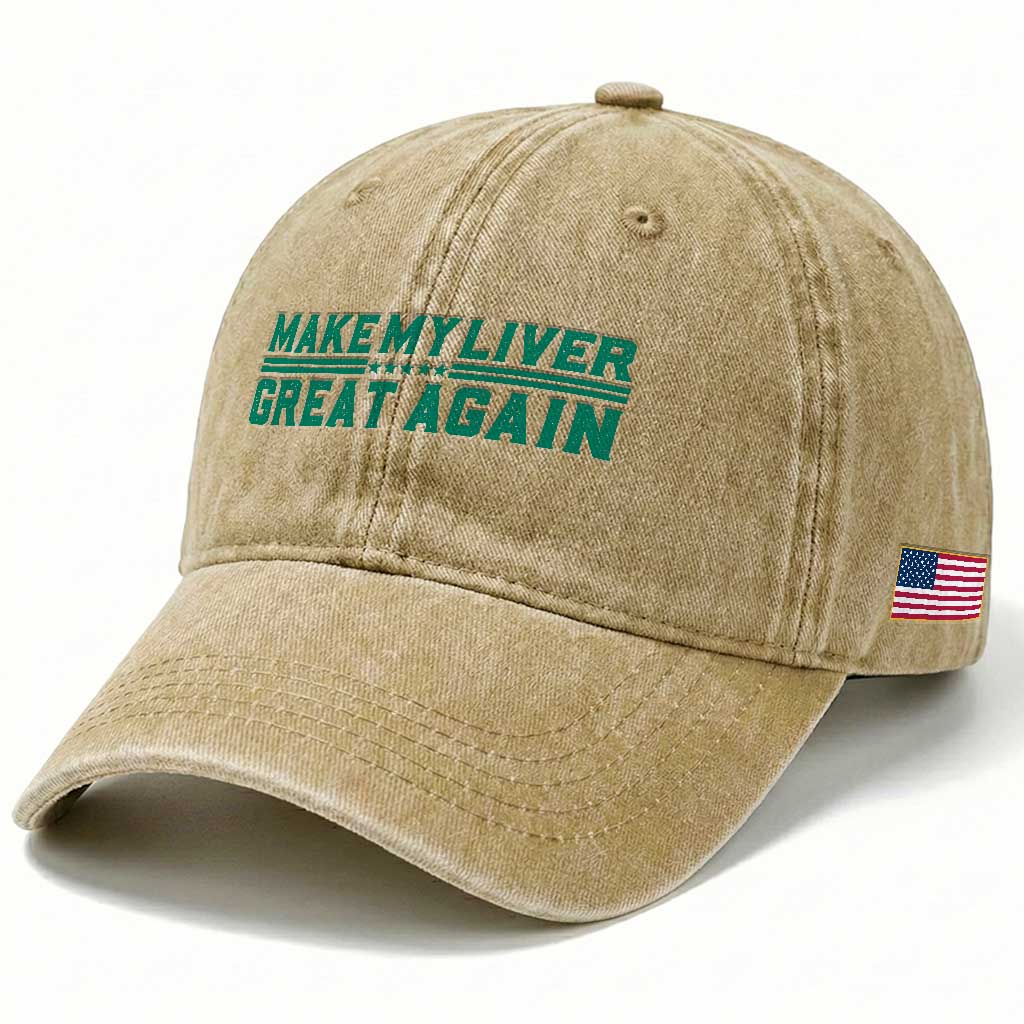 Make My Liver Great Again Washed Cotton Baseball Cap Liver Cancer Support Gift