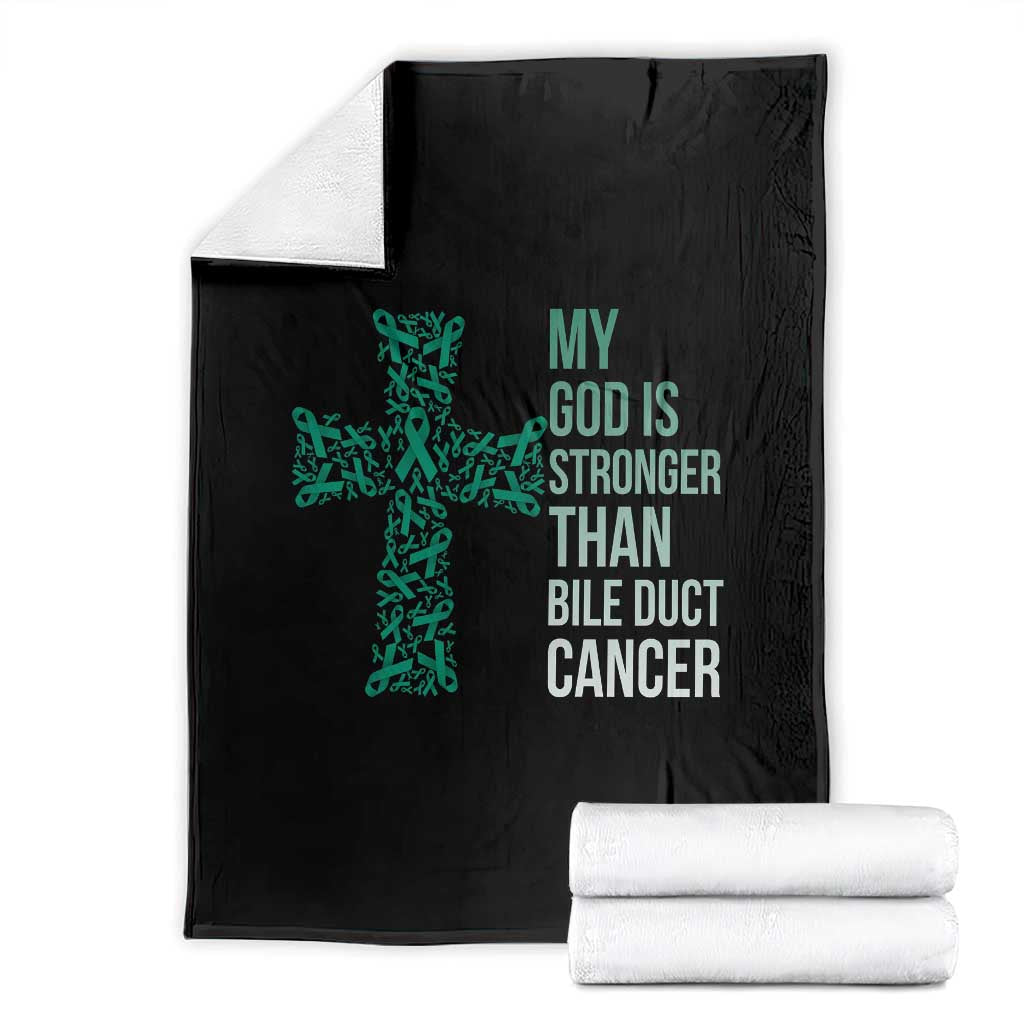 My God Is Stronger Than Bile Duct Cancer Throw Blanket Faith Over Fear Support Gift