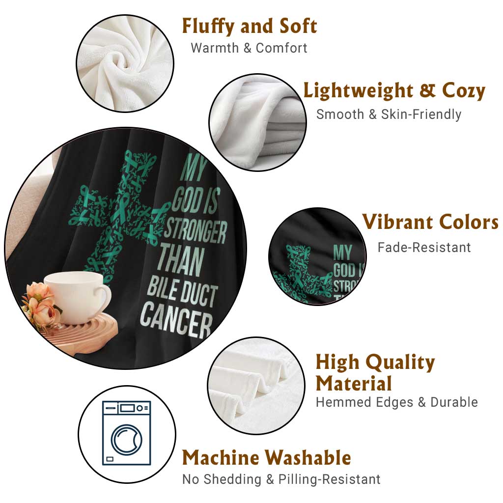 My God Is Stronger Than Bile Duct Cancer Throw Blanket Faith Over Fear Support Gift