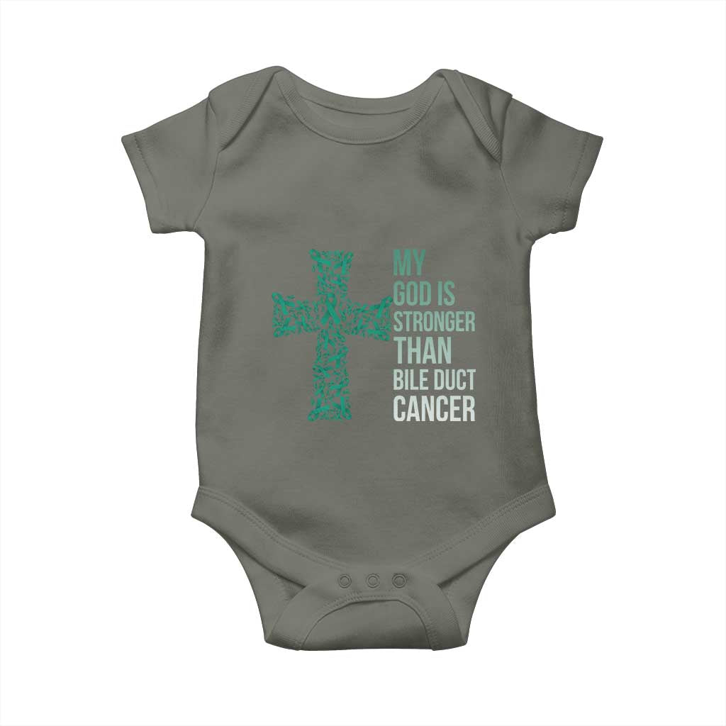 My God Is Stronger Than Bile Duct Cancer Baby Onesie Faith Over Fear Support Gift