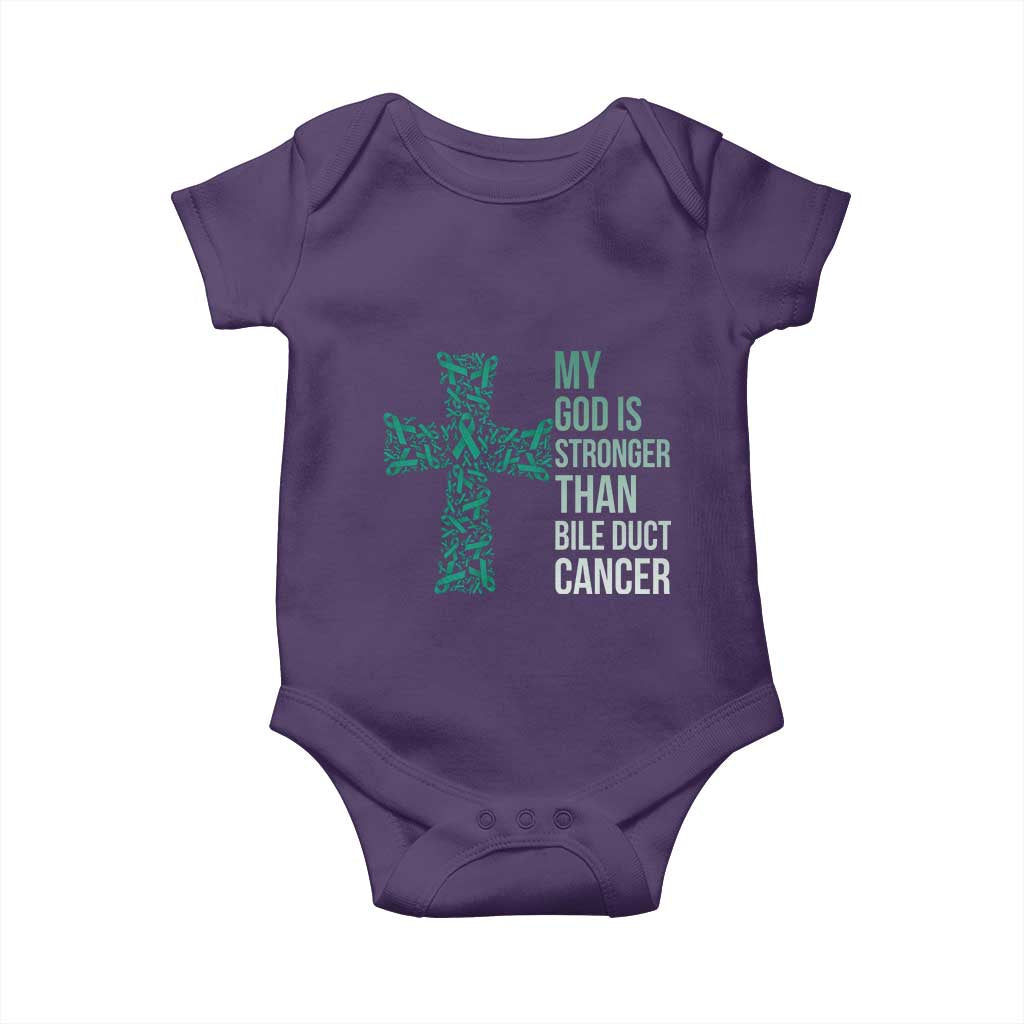 My God Is Stronger Than Bile Duct Cancer Baby Onesie Faith Over Fear Support Gift