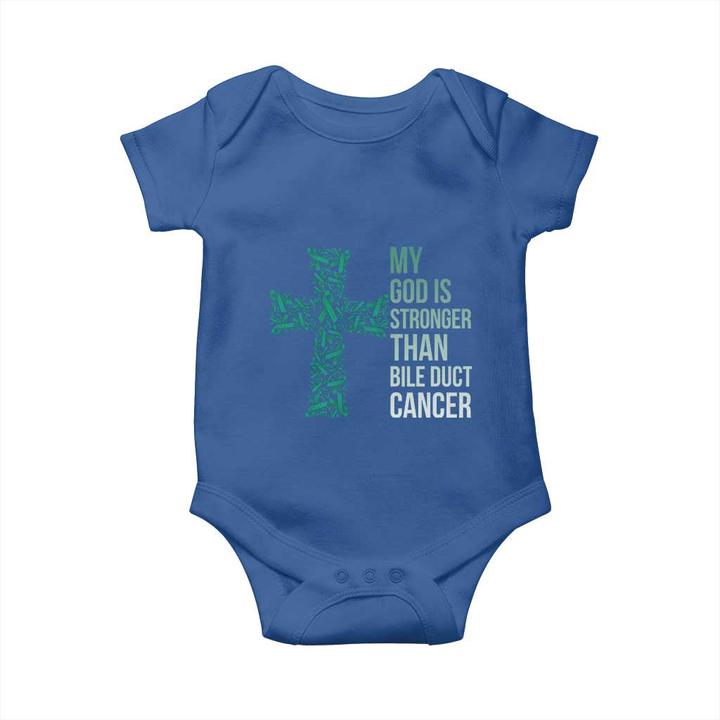 My God Is Stronger Than Bile Duct Cancer Baby Onesie Faith Over Fear Support Gift