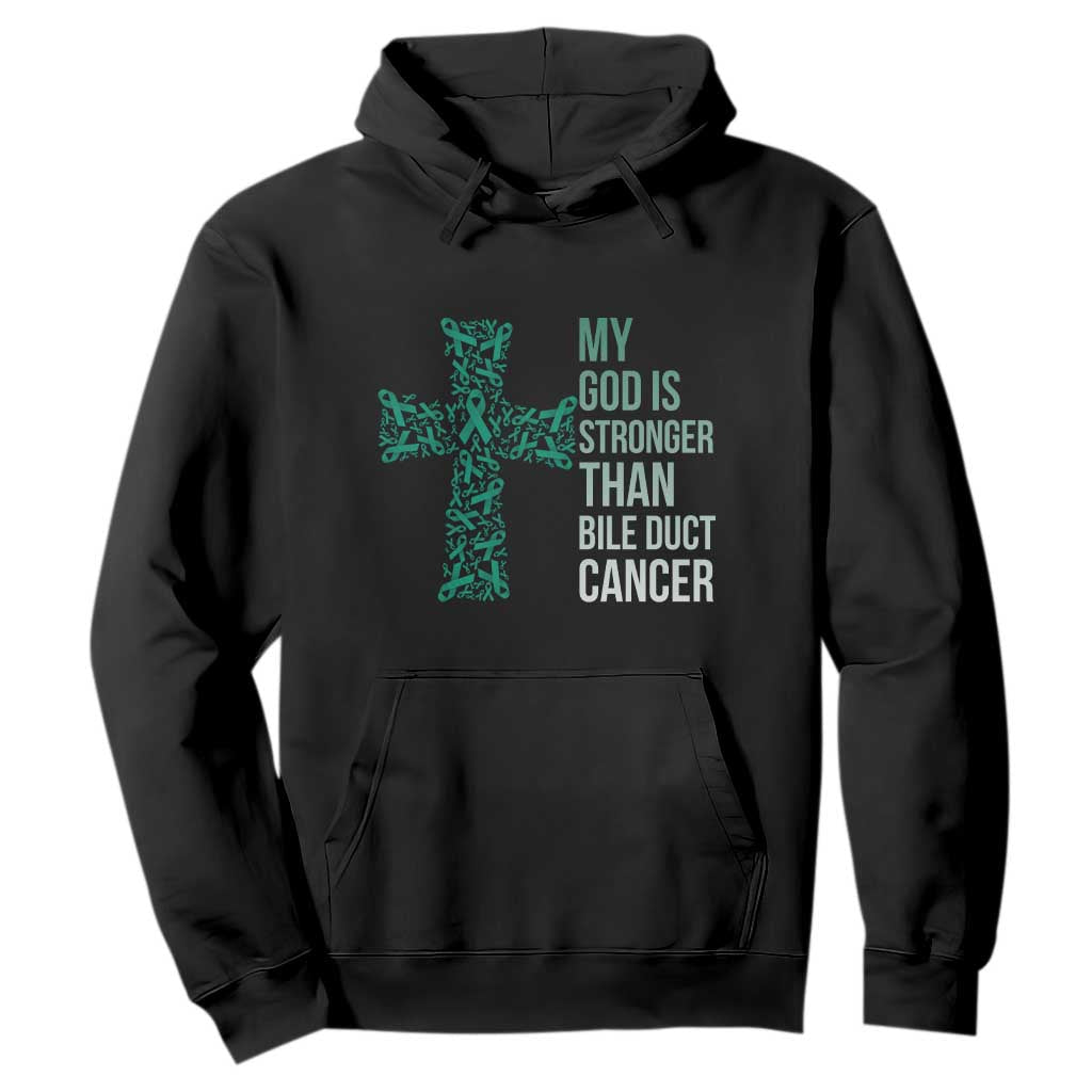 My God Is Stronger Than Bile Duct Cancer Hoodie Faith Over Fear Support Gift