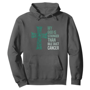 My God Is Stronger Than Bile Duct Cancer Hoodie Faith Over Fear Support Gift