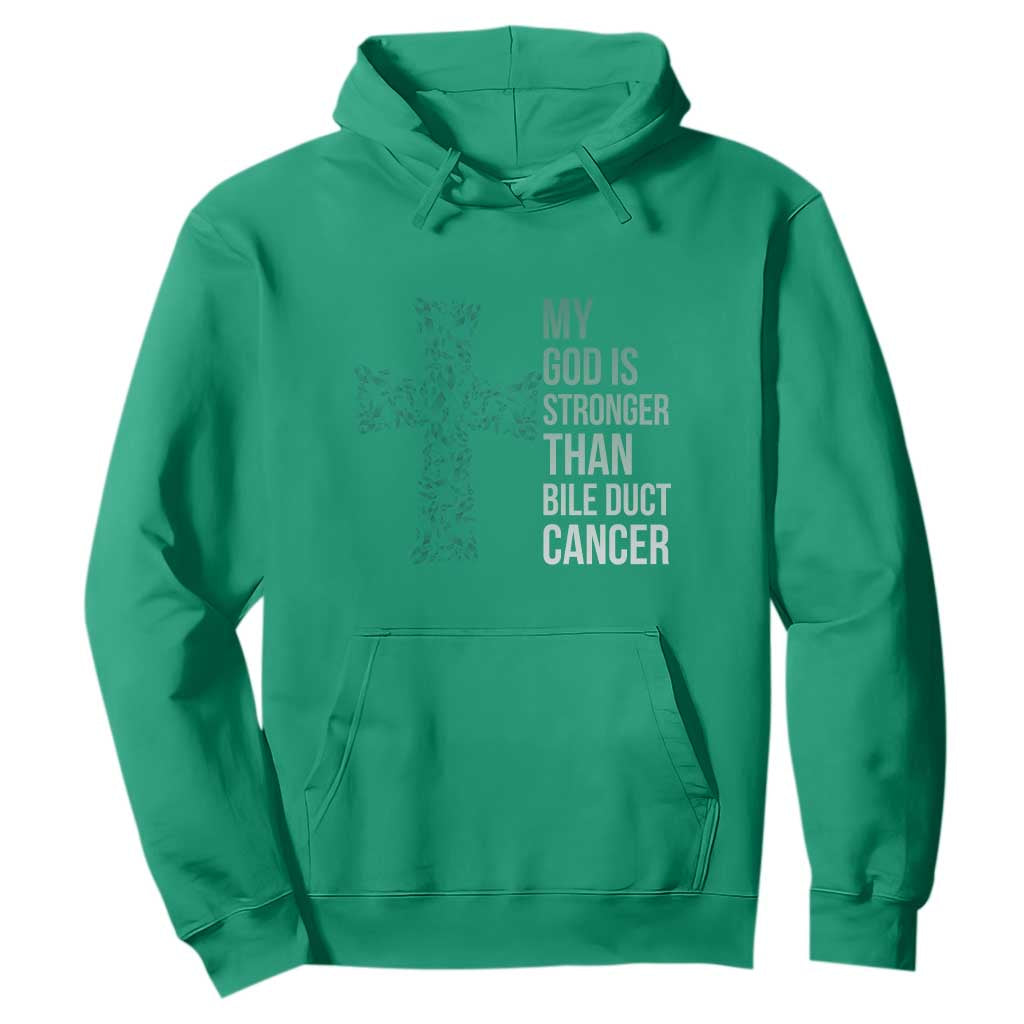 My God Is Stronger Than Bile Duct Cancer Hoodie Faith Over Fear Support Gift