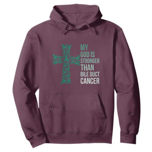 My God Is Stronger Than Bile Duct Cancer Hoodie Faith Over Fear Support Gift