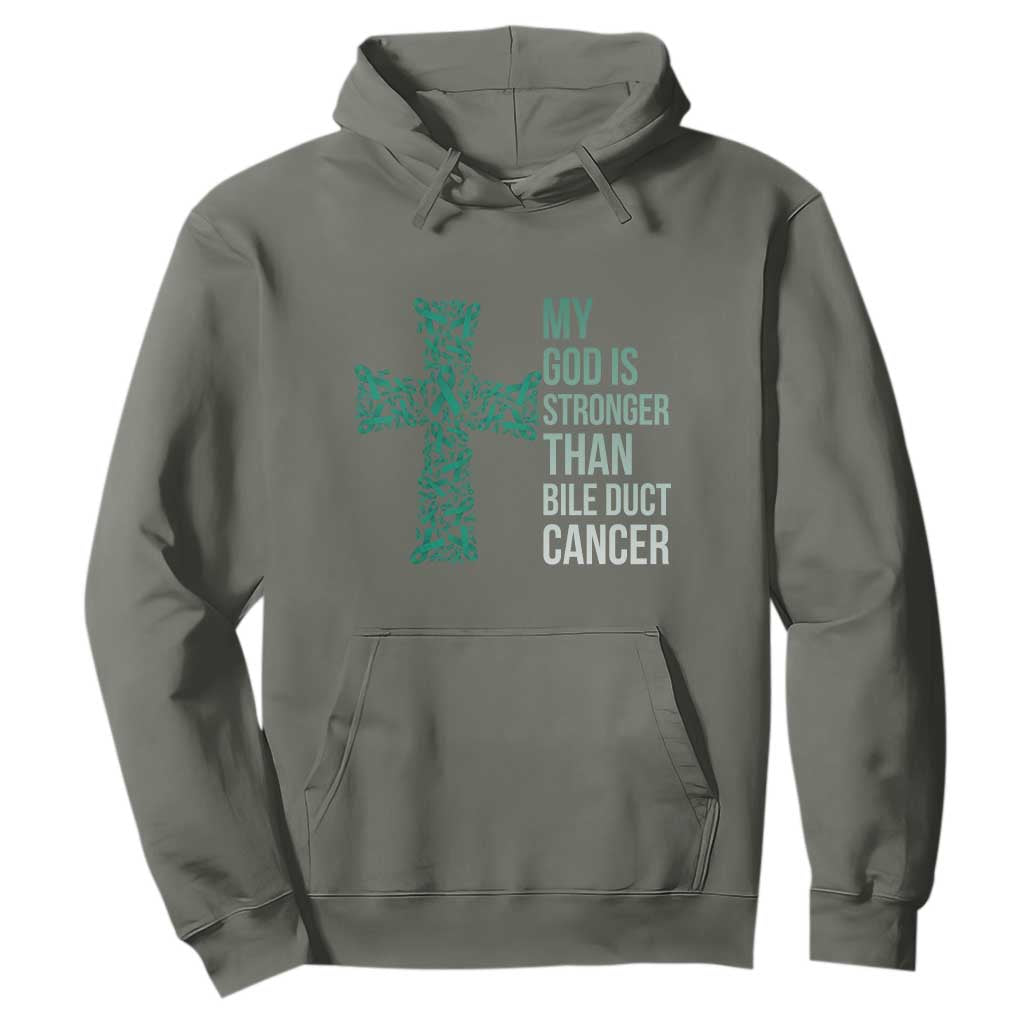 My God Is Stronger Than Bile Duct Cancer Hoodie Faith Over Fear Support Gift