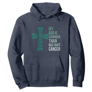 My God Is Stronger Than Bile Duct Cancer Hoodie Faith Over Fear Support Gift