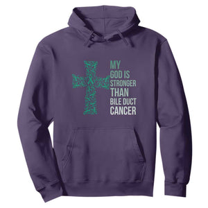 My God Is Stronger Than Bile Duct Cancer Hoodie Faith Over Fear Support Gift