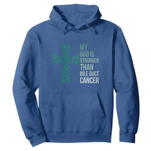My God Is Stronger Than Bile Duct Cancer Hoodie Faith Over Fear Support Gift