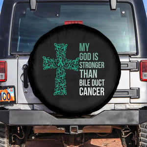 My God Is Stronger Than Bile Duct Cancer Spare Tire Cover Faith Over Fear Support Gift