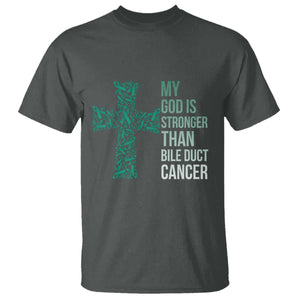 My God Is Stronger Than Bile Duct Cancer T Shirt Faith Over Fear Support Gift