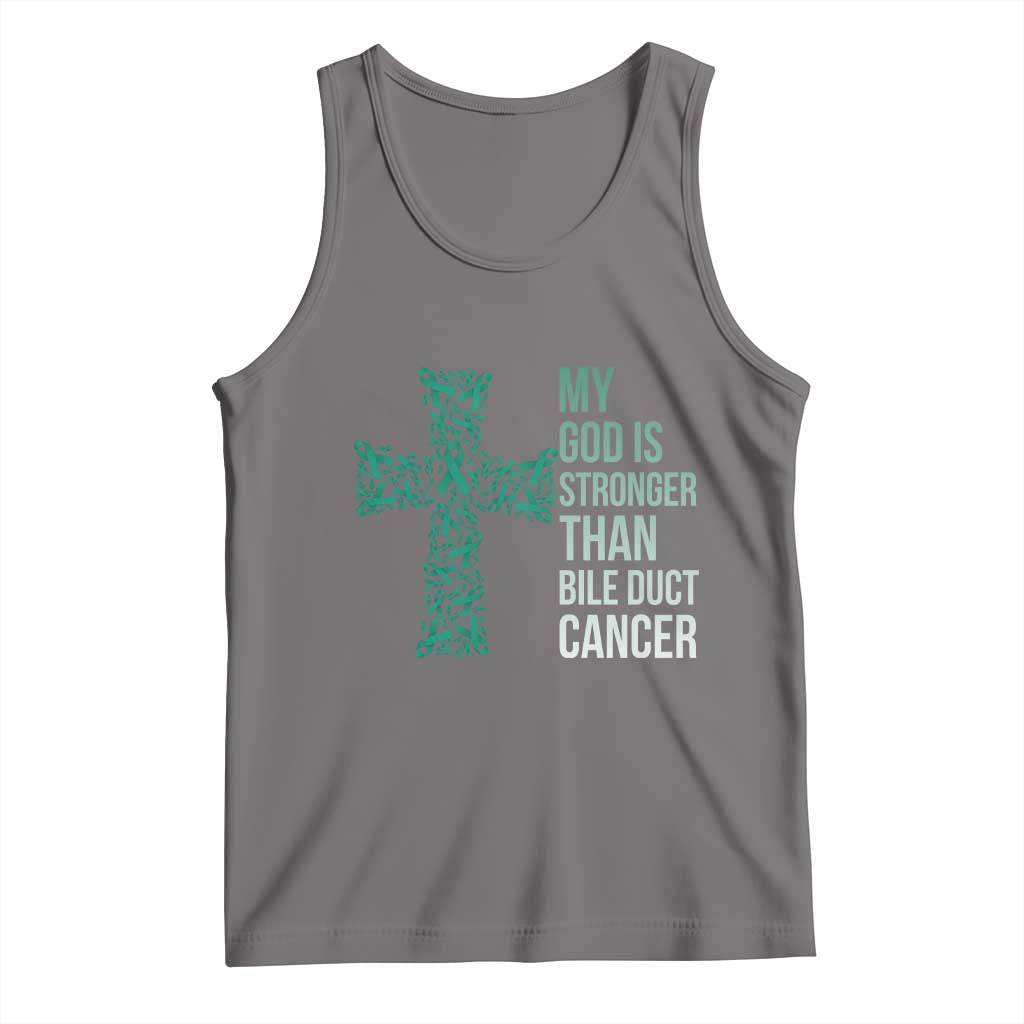 My God Is Stronger Than Bile Duct Cancer Tank Top Faith Over Fear Support Gift
