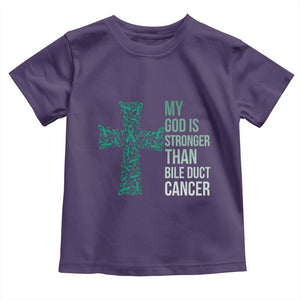 My God Is Stronger Than Bile Duct Cancer Toddler T Shirt Faith Over Fear Support Gift