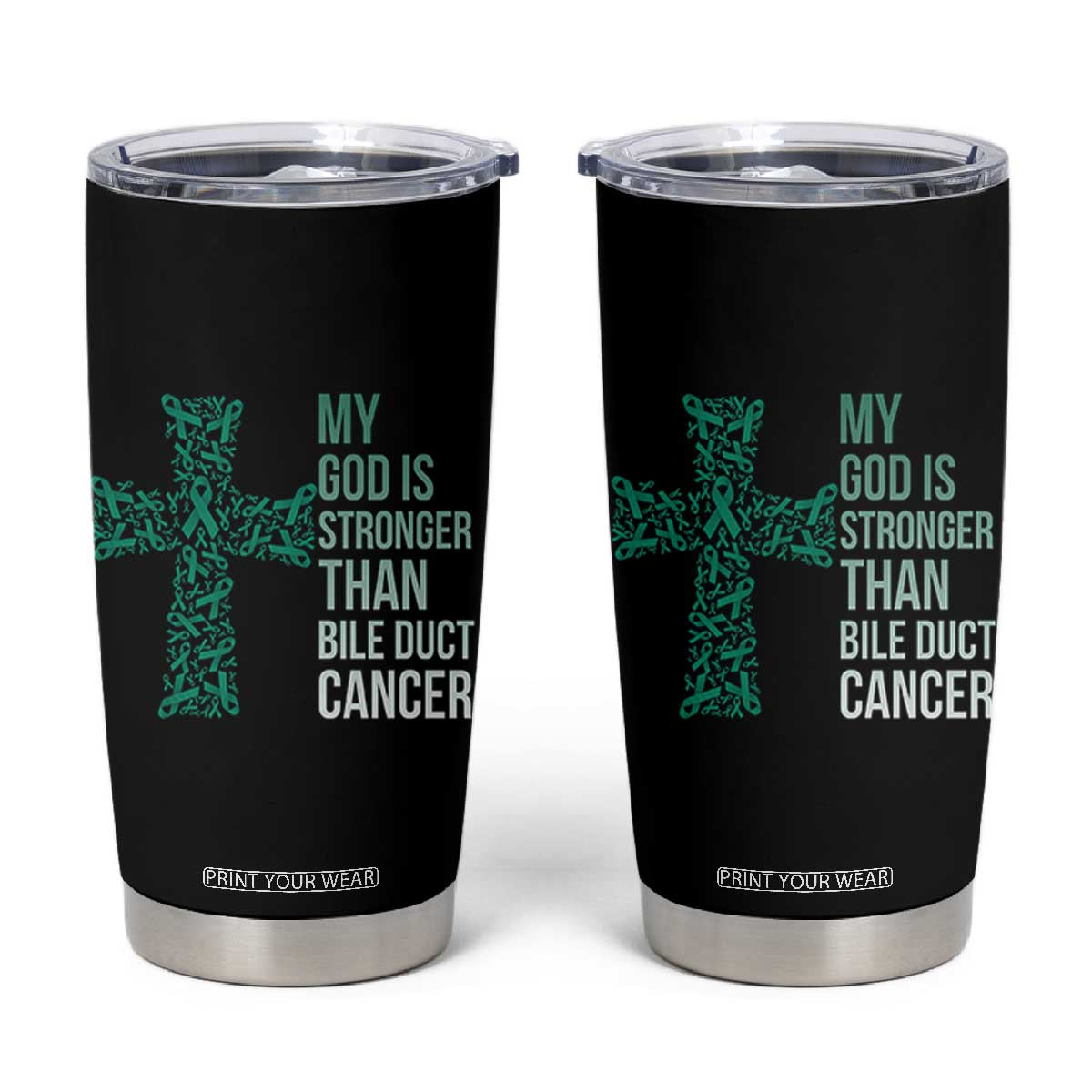 My God Is Stronger Than Bile Duct Cancer Tumbler Cup Faith Over Fear Support Gift