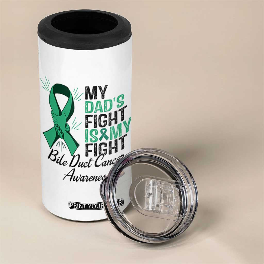 Cholangiocarcinoma Support Warrior Gift 4 in 1 Can Cooler Tumbler My Dad Fight My Fight