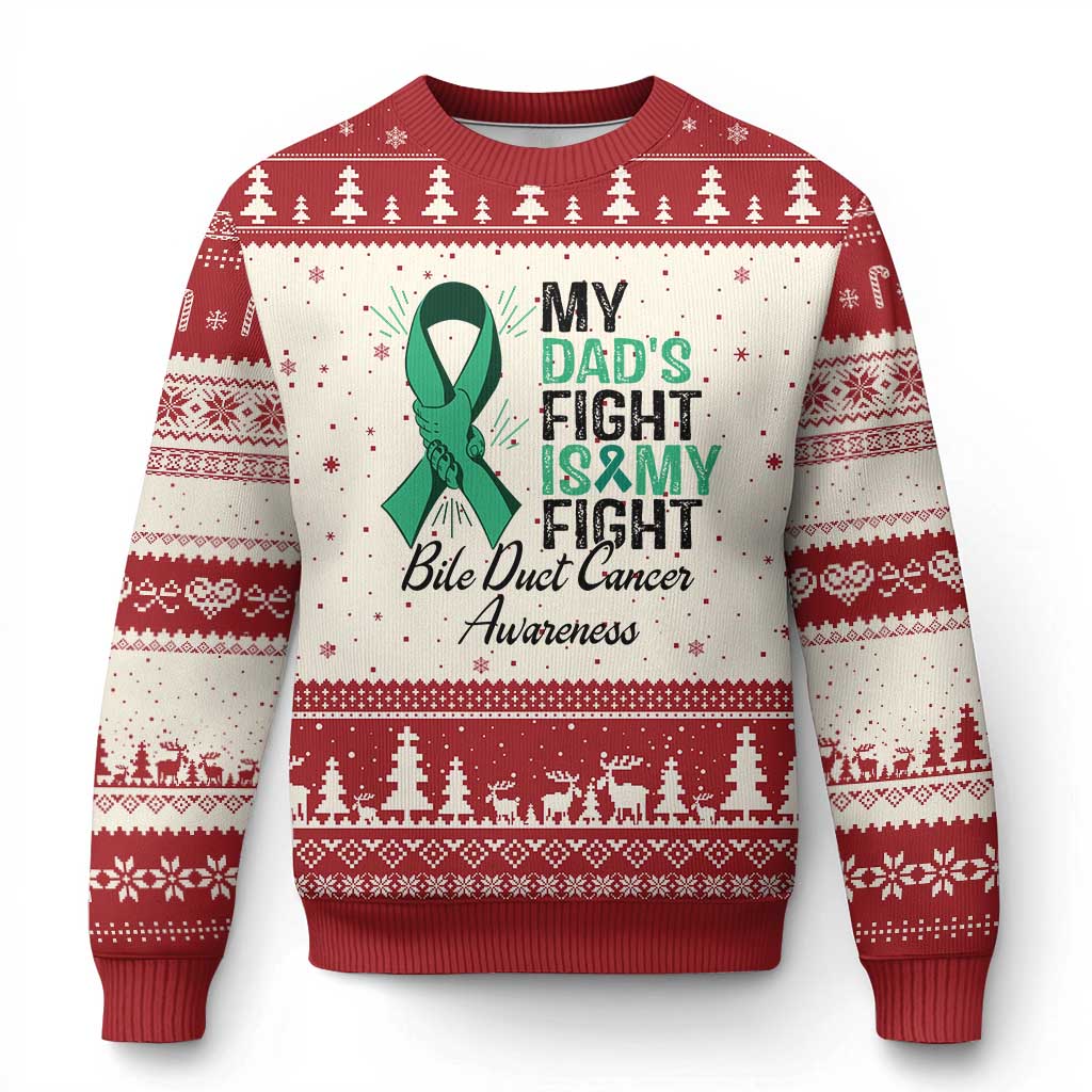 Cholangiocarcinoma Support Warrior Gift Ugly Christmas Sweater My Dad Fight My Fight