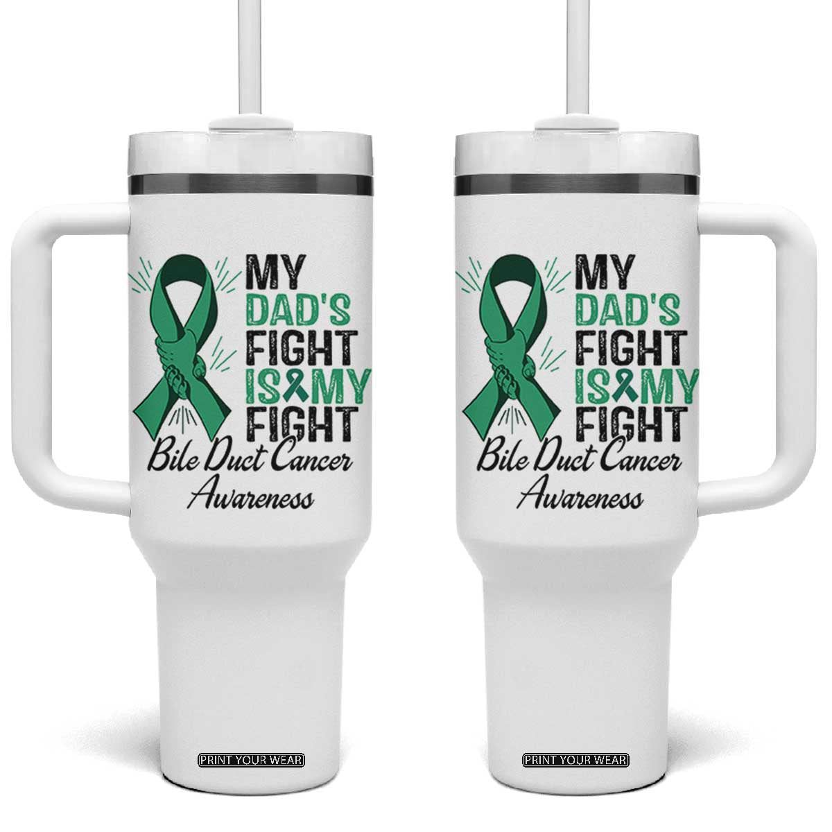 Cholangiocarcinoma Support Warrior Gift Tumbler With Handle My Dad Fight My Fight