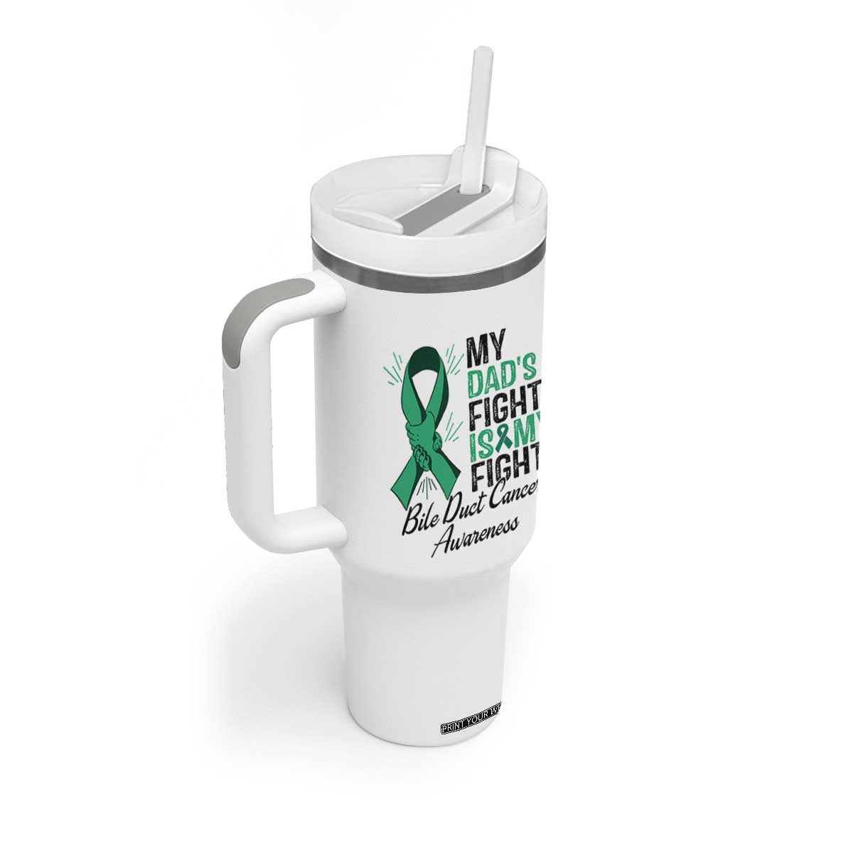 Cholangiocarcinoma Support Warrior Gift Tumbler With Handle My Dad Fight My Fight